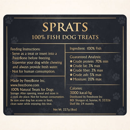 AUCTION ONLY - Freezbone Sprats - 1 single ingredient