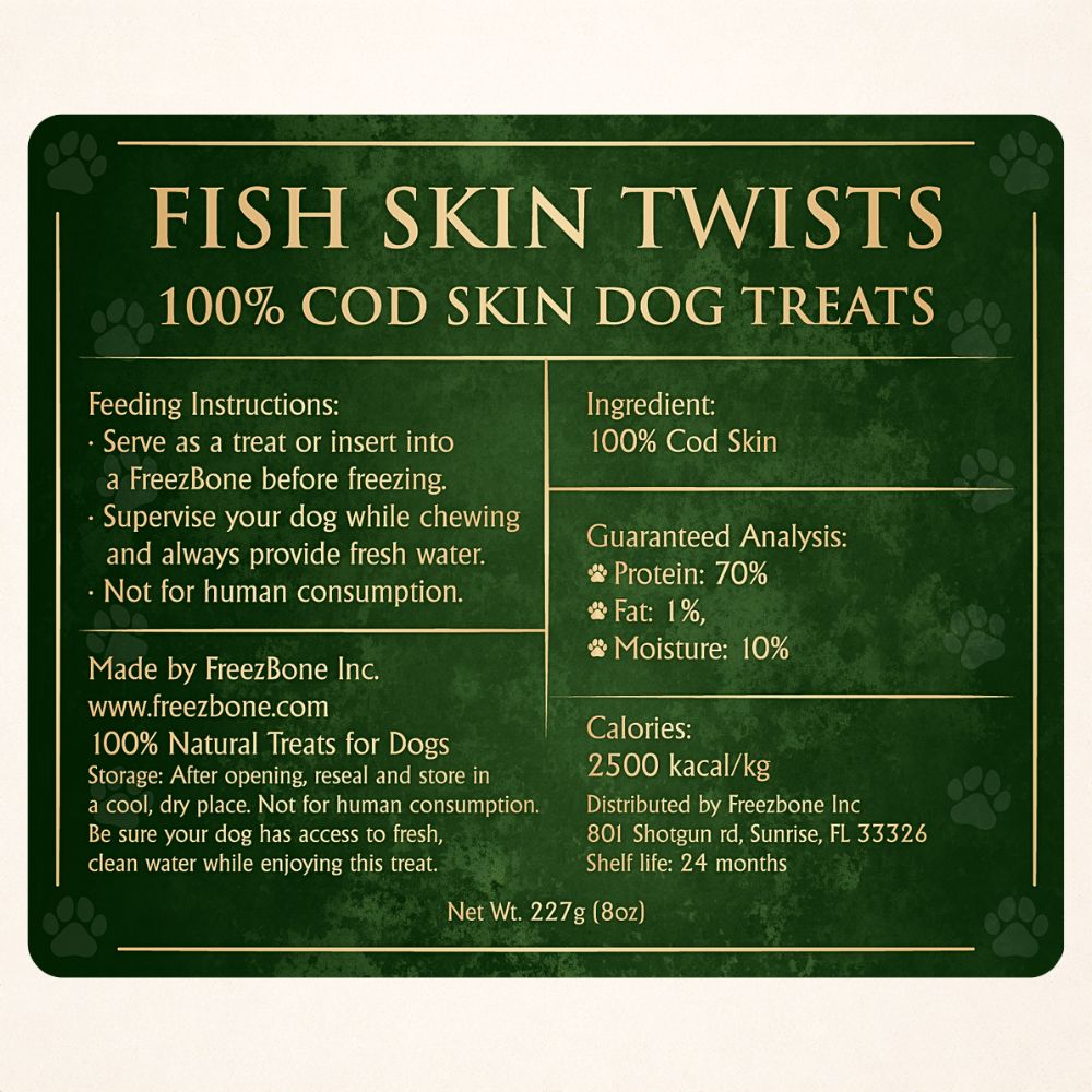 AUCTION ONLY - Freezbone Cod Skin Twists Dog Treats