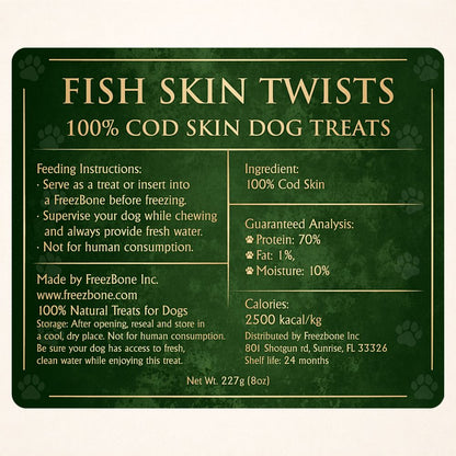 AUCTION ONLY - Freezbone Cod Skin Twists Dog Treats